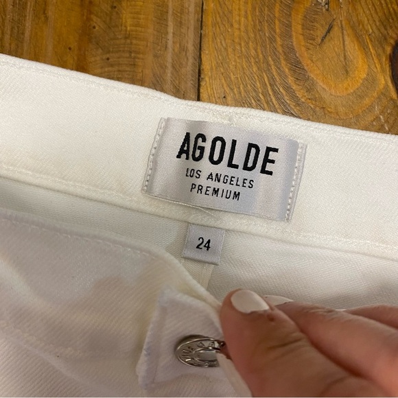 AGOLDE Isabel Slim Boyfriend Distressed Ankle Jeans White 45231 A015-1012 holes - Picture 9 of 11